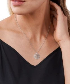 Michael Kors Premium Sterling Silver Cubic Zirconia Monogram Logo Pendant Necklace -Michael Kors Sales Shop unnamed file 482