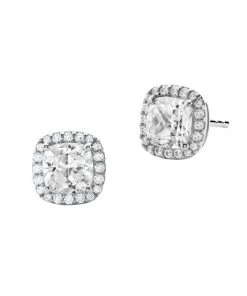 Michael Kors Sterling Silver & Cubic Zirconia Cushion Halo Stud Earrings