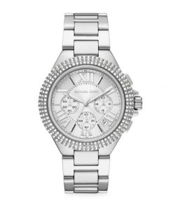 Michael Kors Camille Chronograph Silvertone Stainless Steel Pavé Watch