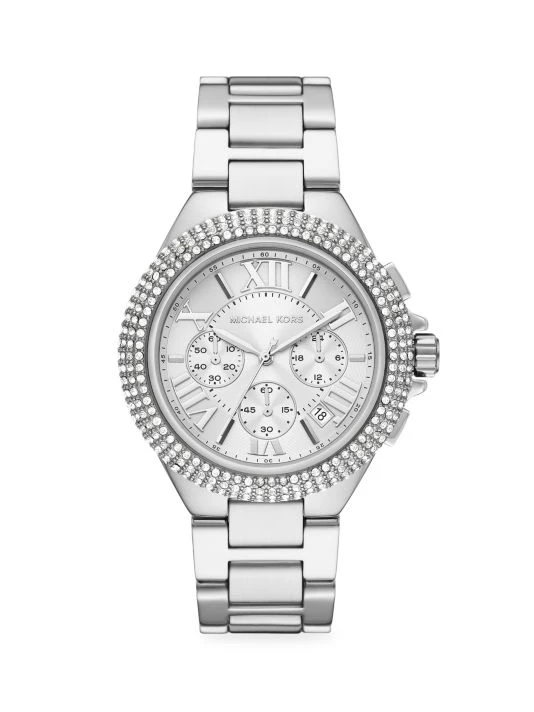Michael Kors Camille Chronograph Silvertone Stainless Steel Pavé Watch 1 Michael Kors Camille Chronograph Silvertone Stainless Steel Pavé Watch