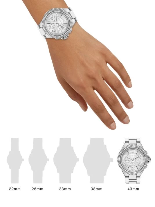 Michael Kors Camille Chronograph Silvertone Stainless Steel Pavé Watch 2 Michael Kors Camille Chronograph Silvertone Stainless Steel Pavé Watch - Image 2