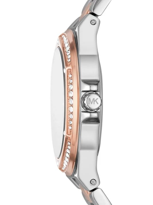 Michael Kors Lennox Three-Hand Two-Tone Rose Gold & Stainless Steel Pavé Watch 4 Michael Kors Lennox Three-Hand Two-Tone Rose Gold & Stainless Steel Pavé Watch - Image 4