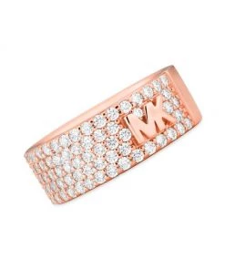 Michael Kors Premium 14K Rose Gold-Plated & Cubic Zirconia Logo Ring