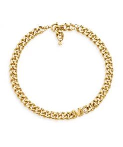 Michael Kors 14K-Gold-Plated & Cubic Zirconia Monogram Logo Collar Necklace