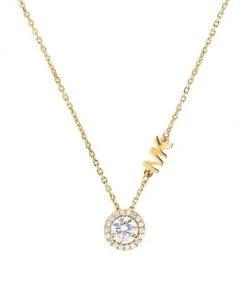 Michael Kors 14K-Gold-Plated & Cubic Zirconia Round Halo Pendant Necklace