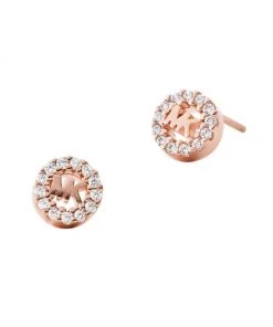 Michael Kors 14K-Rose-Gold-Plated & Cubic Zirconia Monogram Stud Earrings