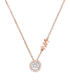 Michael Kors 14K-Rose-Gold-Plated & Cubic Zirconia Round Halo Pendant Necklace
