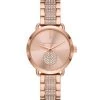 Michael Kors Portia Three-Hand Rose Goldtone Stainless Steel Pav&eacute; Watch