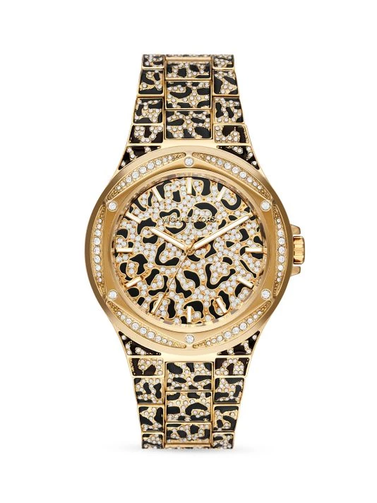 Michael Kors Lennox Goldtone Stainless Steel, Enamel, & Crystal Bracelet Watch 1 Michael Kors Lennox Goldtone Stainless Steel, Enamel, & Crystal Bracelet Watch