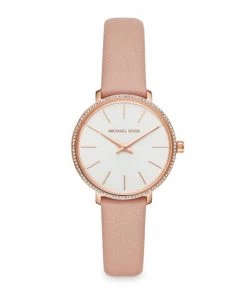Michael Kors Pyper Three-Hand Leather Strap Watch