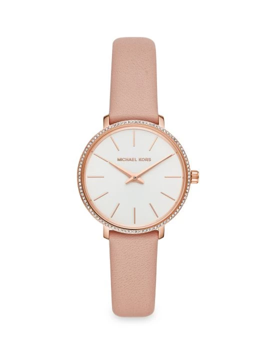 Michael Kors Pyper Three-Hand Leather Strap Watch 1 Michael Kors Pyper Three-Hand Leather Strap Watch