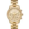 Michael Kors Ritz Goldtone Stainless Steel & Pavé-Link Bracelet Chronograph Watch