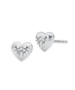 Michael Kors Premium Sterling Silver Cubic Zirconia Pavé Heart Stud Earrings