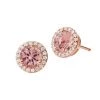Michael Kors Premium 14K Rose Goldplated Morganite & Cubic Zirconia Pavé Halo Stud Earrings
