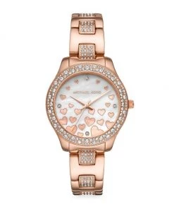Michael Kors Liliane Three-Hand Rose Goldtone Stainless Steel Heart Watch