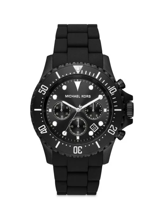 Michael Kors Everest Chronograph Black Stainless Steel & Silicone Watch 1 Michael Kors Everest Chronograph Black Stainless Steel & Silicone Watch