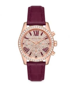 Michael Kors Lexington Rose-Goldtone Stainless Steel, Crystal, & Leather Chronograph Watch