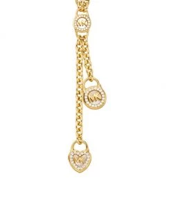 Michael Kors Premium 14K Gold-Plated, Mother-Of-Pearl & Cubic Zirconia Lock Lariat Necklace