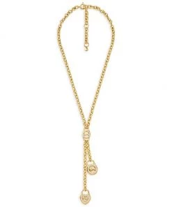 Michael Kors Premium 14K Gold-Plated, Mother-Of-Pearl & Cubic Zirconia Lock Lariat Necklace -Michael Kors Sales Shop unnamed file 751