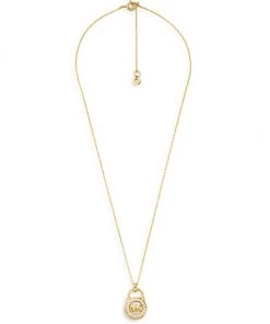 Michael Kors Premium 14K Gold-Plated, Mother-Of-Pearl & Cubic Zirconia Lock Pendant Necklace -Michael Kors Sales Shop unnamed file 754