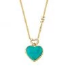 Michael Kors Premium 14K Gold-Plated, Turquoise & Cubic Zirconia Heart Locket Necklace
