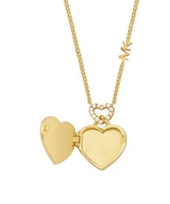 Michael Kors Premium 14K Gold-Plated, Turquoise & Cubic Zirconia Heart Locket Necklace -Michael Kors Sales Shop unnamed file 757