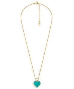 Michael Kors Premium 14K Gold-Plated, Turquoise & Cubic Zirconia Heart Locket Necklace -Michael Kors Sales Shop unnamed file 758