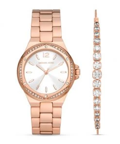 Michael Kors Lennox Rose-Goldtone Stainless Steel & Crystal Watch & Bracelet Set