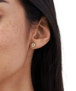 Michael Kors 14K-Gold-Plated & Cubic Zirconia Round Monogram Stud Earrings -Michael Kors Sales Shop unnamed file 796