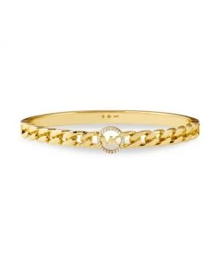 Michael Kors 14K-Gold-Plated & Cubic Zirconia Monogram Logo Bangle