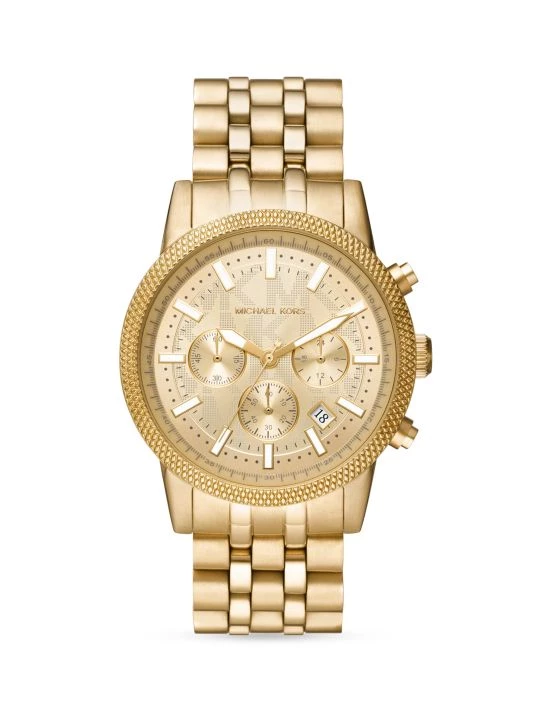 Michael Kors Hutton Goldtone Stainless Steel Chronograph Watch For Men 1 Michael Kors Hutton Goldtone Stainless Steel Chronograph Watch For Men