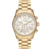 Michael Kors Lexington Goldtone, Mother-Of-Pearl, & Crystal Bracelet Watch