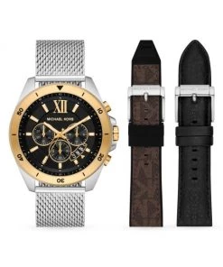 Michael Kors Brecken Two-Tone Stainless Steel Mesh Watch & Interchangeable Strap Set For Men