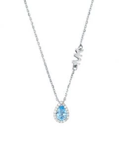 Michael Kors Sterling Silver & Cubic Zirconia Teardrop Pendant Necklace