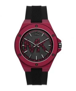 Michael Kors Lennox Three-Hand Black Silicone Watch