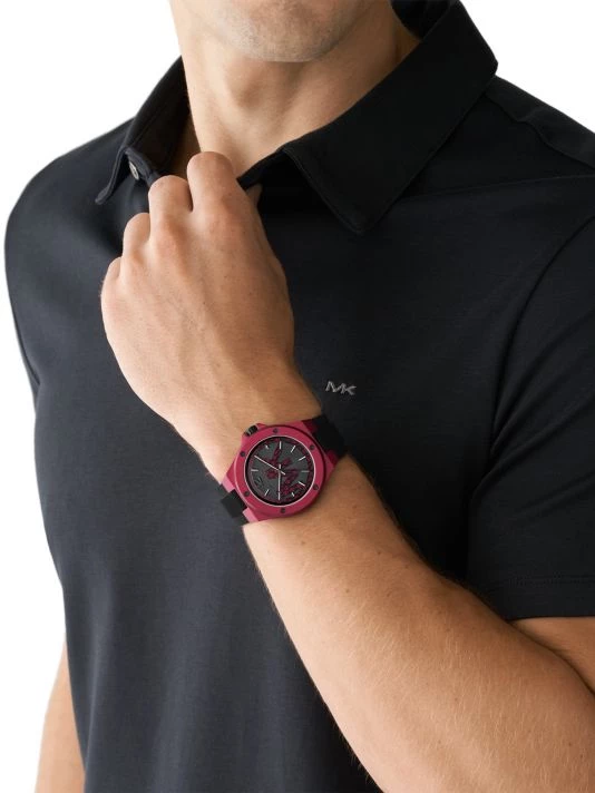 Michael Kors Lennox Three-Hand Black Silicone Watch 2 Michael Kors Lennox Three-Hand Black Silicone Watch - Image 2