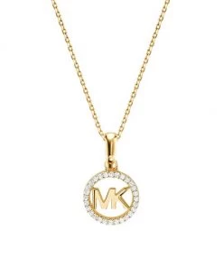 Michael Kors Premium 14K Goldplated Round Logo Necklace
