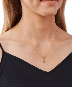 Michael Kors Premium 14K Goldplated Round Logo Necklace -Michael Kors Sales Shop unnamed file 900