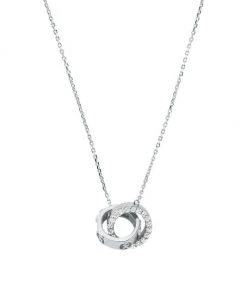 Michael Kors Sterling Silver & Cubic Zirconia Interlocking-Ring Pendant Necklace