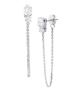 Michael Kors Sterling Silver & Cubic Zirconia Chain Drop Earrings