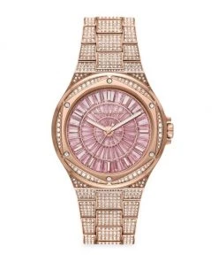 Michael Kors Lennox Three-Hand Rose Goldtone Stainless Steel & Crystal Watch