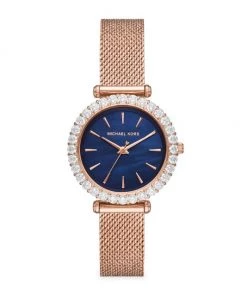 Michael Kors Darci Three-Hand Rose Goldtone Stainless Steel Mesh Watch