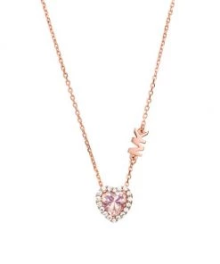 Michael Kors 14K-Rose-Gold-Plated & Crystal Heart Pendant Necklace