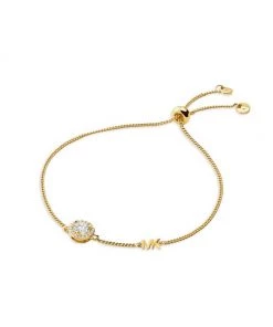 Michael Kors 14K-Gold-Plated & Cubic Zirconia Round Halo Charm Bracelet