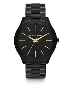 Michael Kors Slim Runway Black IP Stainless Steel Bracelet Watch
