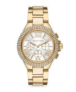 Michael Kors Camille Chronograph Goldtone Stainless Steel Pavé Watch